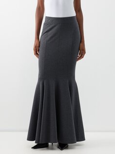 Махровая юбка «рыбий хвост» из эластичного хлопка Norma Kamali, серый