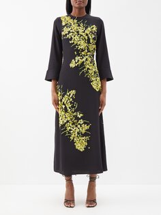 Платье harry из шелкового крепа с пайетками и цветочной аппликацией BERNADETTE, черный