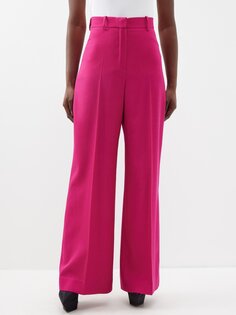Широкие брюки из шерсти и габардина с высокой посадкой Nina Ricci, розовый