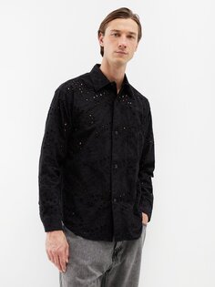 Рубашка adwin из хлопкового поплина с вышивкой бродери-англе NN.07, черный Nn07