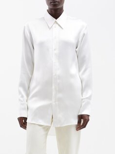 Рубашка из органического шелка с заостренным воротником BITE Studios, белый
