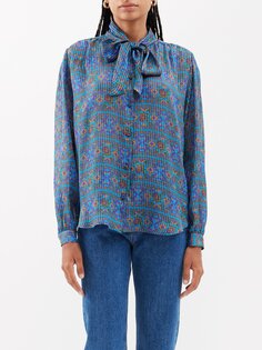 Блузка из смесового шелка с цветочным принтом x cabana missouri Blazé Milano, синий