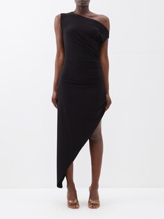 Асимметричное платье миди из джерси Norma Kamali, черный