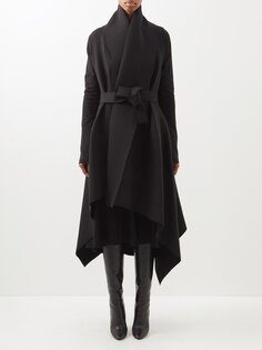 Пальто асимметричного кроя из хлопкового трикотажа Norma Kamali, черный