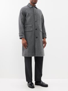 Пальто foster с узором «елочка» Officine Générale, серый
