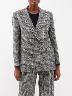 Двубортный пиджак жаворонка из шерсти с узором &quot;гусиные лапки&quot; Blazé Milano, черный