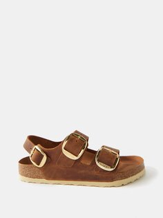 Босоножки milano из промасленной кожи Birkenstock, коричневый