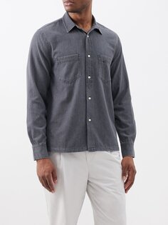 Рубашка alejandro из шамбре с накладными карманами Officine Générale, серый