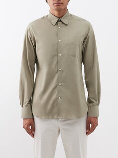 Рубашка benoit из поплина с накладными карманами Officine Générale, зеленый