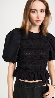 Топ Sea Rita Jersey Puff Sleeve, черный