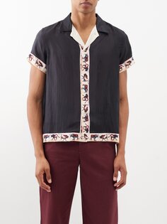 Шелковая рубашка taureau с короткими рукавами Bode, черный