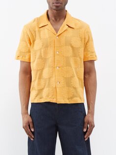 Рубашка из смесового хлопка с вышивкой подсолнухов Bode, оранжевый
