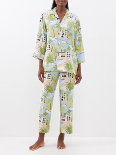 Шелковая пижама casablanca с пейзажным принтом Olivia Von Halle, мультиколор