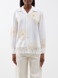 Рубашка soleil с цветочной вышивкой Bode, белый
