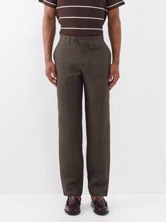 Льняные брюки «рыбий хвост» без каблука Oliver Spencer, коричневый