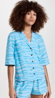 Рубашка GANNI Printed Cotton, синий