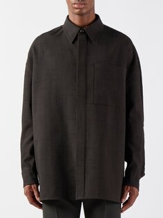 Рубашка оверсайз criss cross из жаккардового жаккарда Bottega Veneta, коричневый