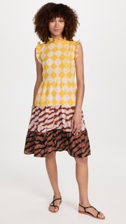 Платье Studio 189 Cotton Voile Ruffle Sleeveless, коричневый