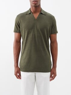 Рубашка-поло felix из мягкого льна Orlebar Brown, зеленый