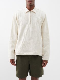 Рубашка oglio с цветочной вышивкой и молнией на четверть Orlebar Brown, белый