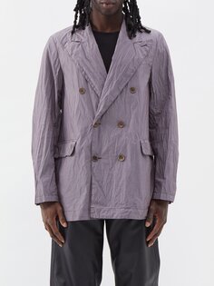 Острый двубортный жатый пиджак из смесового хлопка OUR LEGACY, фиолетовый