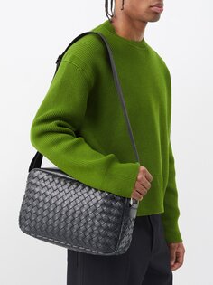 Сумка через плечо из кожи intrecciato Bottega Veneta, черный