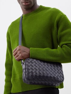 Сумка через плечо из кожи intrecciato Bottega Veneta, черный