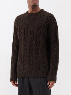 Шерстяной свитер косой вязки для малышей popover OUR LEGACY, коричневый