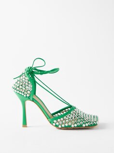 Туфли sparkle stretch 90 с запахом Bottega Veneta, зеленый