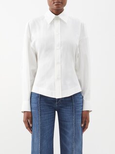 Рубашка из поплина со сборками на спине Bottega Veneta, белый
