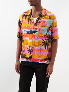 Рубашка для боулинга из поплина с принтом psychedelic palms Palm Angels, розовый