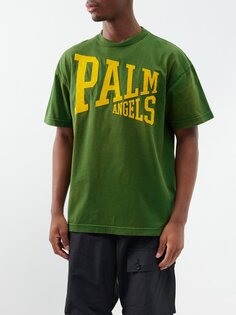 Футболка из хлопкового джерси с логотипом college Palm Angels, зеленый