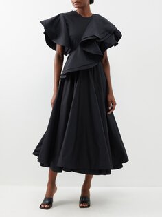 Хлопковое платье с цветочными оборками Palmer//Harding, черный