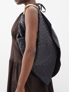 Кожаная сумка через плечо foulard intrecciato Bottega Veneta, черный