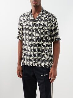 Рубашка для боулинга из поплина с принтом dripping palms Palm Angels, черный