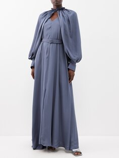 Атласное платье макси serenity с рукавами-накидкой Palmer//Harding, синий