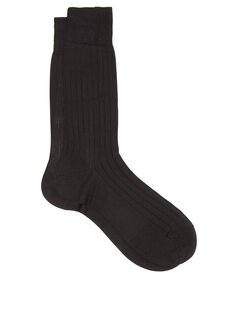 Шелковые носки asberley в рубчик Pantherella, черный