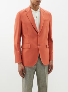 Однобортный костюмный пиджак из смесовой шерсти Paul Smith, оранжевый