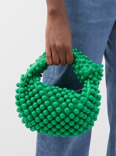 Миниатюрная сумка jodie из кожи intrecciato, расшитая бисером Bottega Veneta, зеленый