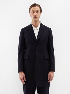Однобортное пальто из смесовой шерсти Paul Smith, синий