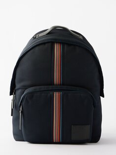 Холщовый рюкзак signature stripe с кожаной отделкой Paul Smith, синий