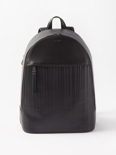 Кожаный рюкзак с тиснением signature stripe Paul Smith, черный