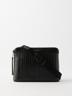 Кожаная сумка через плечо с тиснением shadow stripe Paul Smith, черный