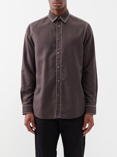 Твиловая рубашка с контрастной строчкой Paul Smith, коричневый