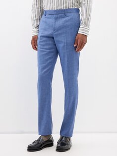 Костюмные брюки из смесового льна с плоским передом Paul Smith, синий