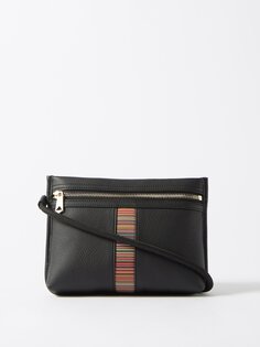 Кожаная сумка через плечо signature stripe Paul Smith, черный