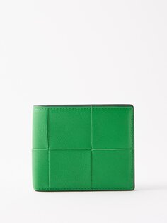 Кожаный кошелек cassette intrecciato, складывающийся в два раза Bottega Veneta, зеленый