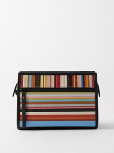 Кожаная сумка-тоут signature stripe Paul Smith, черный