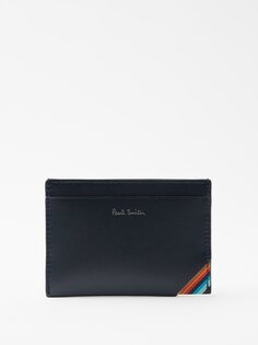 Кожаный картхолдер с фирменной полоской Paul Smith, синий