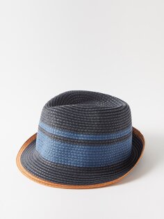 Полосатая соломенная шляпа-трилби Paul Smith, синий
